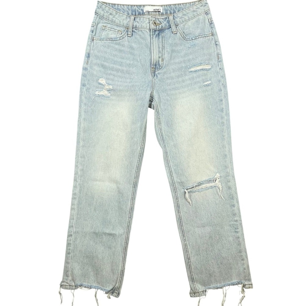 Vervet Light Wash Distressed Straight Leg Jeans Womens 26